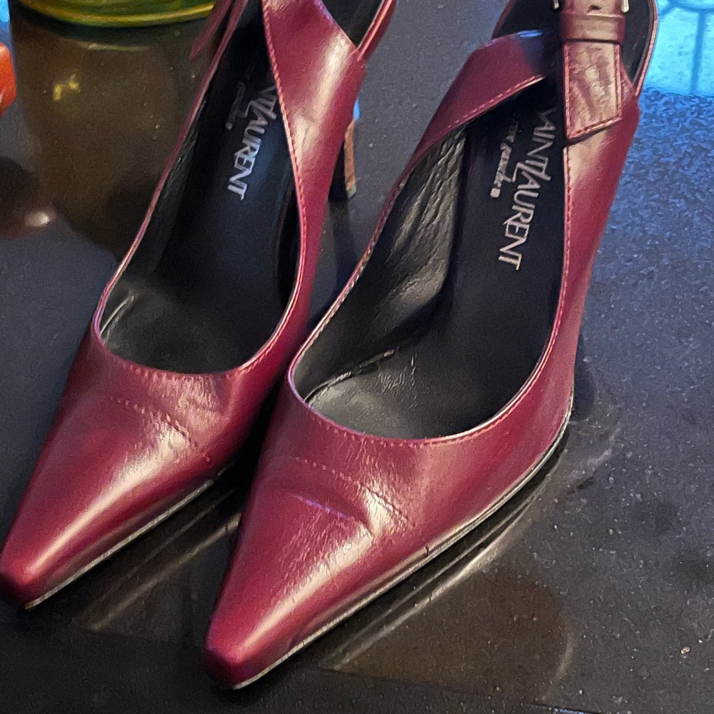 Yves Saint Laurent Women's Dark Red Heels size 7.5